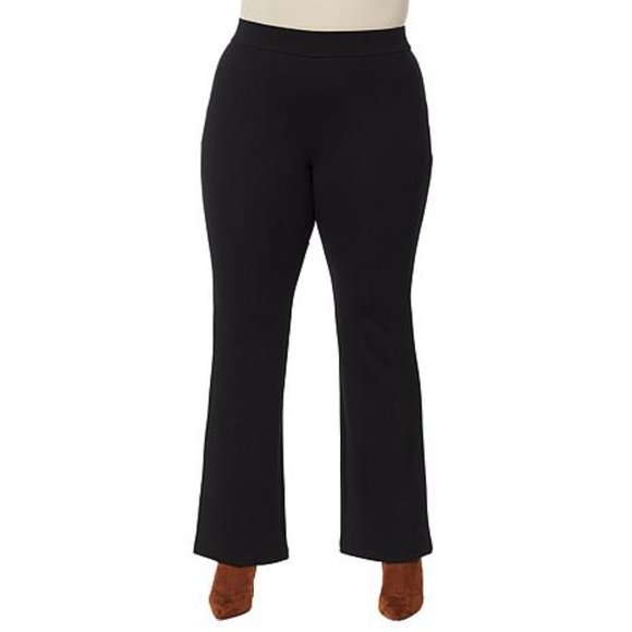 NWT IMAN Global Chic 360 Slim Ponte Boot-Cut Pants BLACK Plus Size New - Picture 2 of 4
